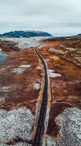 Preview wallpaper road, landscape, aerial view, nature, iceland