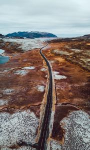 Preview wallpaper road, landscape, aerial view, nature, iceland