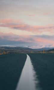 Preview wallpaper road, landscape, asphalt, strip, hills, iceland