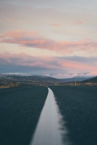 Preview wallpaper road, landscape, asphalt, strip, hills, iceland