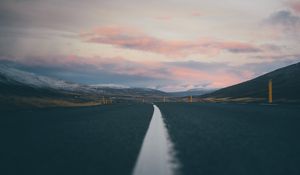 Preview wallpaper road, landscape, asphalt, strip, hills, iceland