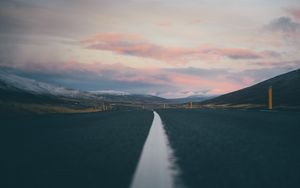 Preview wallpaper road, landscape, asphalt, strip, hills, iceland