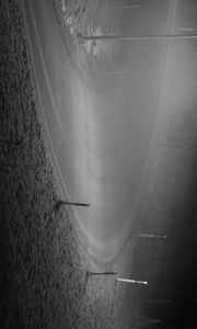 Preview wallpaper road, lantern, night, bw, dark