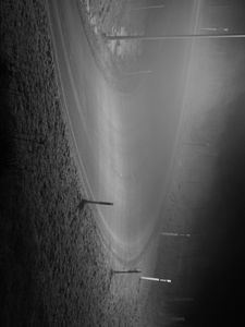 Preview wallpaper road, lantern, night, bw, dark