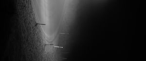 Preview wallpaper road, lantern, night, bw, dark