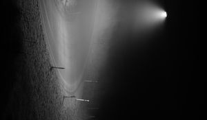 Preview wallpaper road, lantern, night, bw, dark