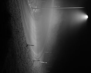 Preview wallpaper road, lantern, night, bw, dark