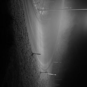 Preview wallpaper road, lantern, night, bw, dark
