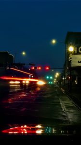 Preview wallpaper road, lanterns, lights, street, dark