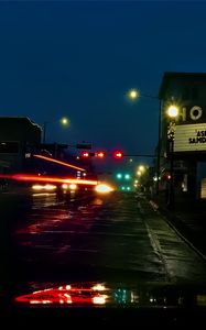 Preview wallpaper road, lanterns, lights, street, dark