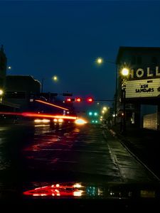 Preview wallpaper road, lanterns, lights, street, dark