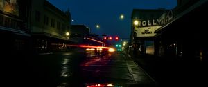 Preview wallpaper road, lanterns, lights, street, dark