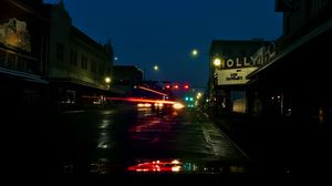 Preview wallpaper road, lanterns, lights, street, dark