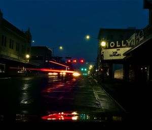 Preview wallpaper road, lanterns, lights, street, dark