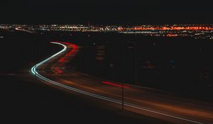 Preview wallpaper road, light, long exposure, city, night, lights