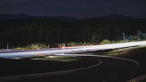 Preview wallpaper road, light, long exposure, dark