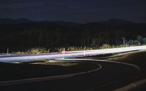 Preview wallpaper road, light, long exposure, dark