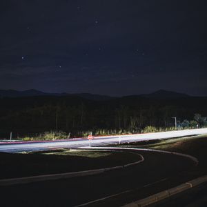 Preview wallpaper road, light, long exposure, dark