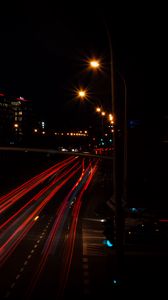 Preview wallpaper road, light, long exposure, lights, dark