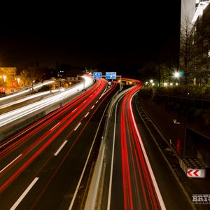 Preview wallpaper road, light, long exposure, dark, night