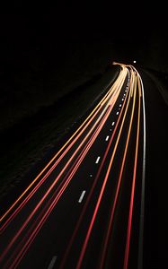 Preview wallpaper road, light, night, turn, marking