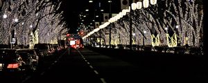 Preview wallpaper road, lights, bridge, cars, night