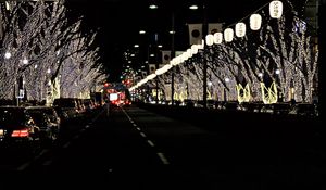 Preview wallpaper road, lights, bridge, cars, night