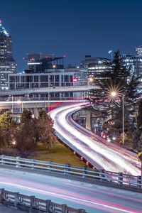 Preview wallpaper road, lights, city, glow