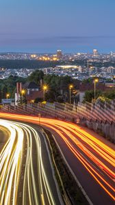 Preview wallpaper road, lights, city, long exposure