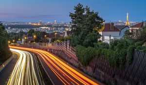 Preview wallpaper road, lights, city, long exposure