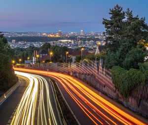 Preview wallpaper road, lights, city, long exposure