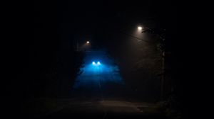Preview wallpaper road, lights, dark, glow