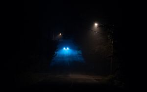 Preview wallpaper road, lights, dark, glow