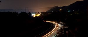 Preview wallpaper road, lights, darkness, freezelight
