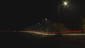 Preview wallpaper road, lights, light, long exposure, dark