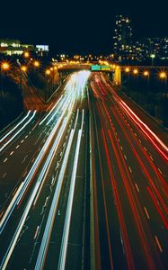 Preview wallpaper road, lights, long exposure, night