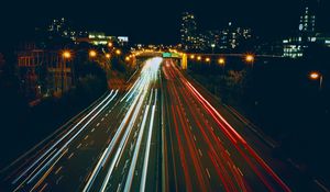 Preview wallpaper road, lights, long exposure, night