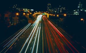 Preview wallpaper road, lights, long exposure, night