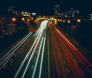 Preview wallpaper road, lights, long exposure, night