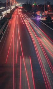 Preview wallpaper road, lights, long exposure, speed, night city