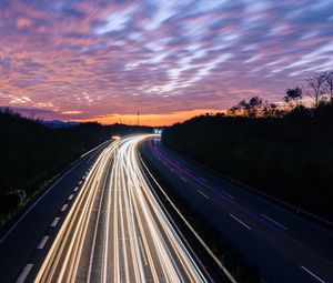 Preview wallpaper road, lights, long exposure, movement, light, turn