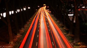 Preview wallpaper road, lights, long exposure, night, city