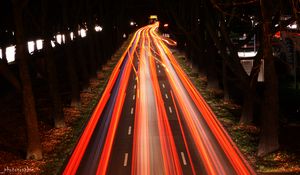 Preview wallpaper road, lights, long exposure, night, city
