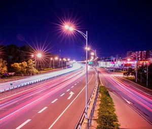 Preview wallpaper road, lights, long exposure, light, night