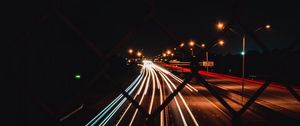 Preview wallpaper road, lights, long exposure, night, dark, mesh