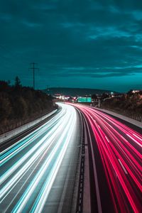 Preview wallpaper road, lights, long exposure, turn, night