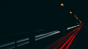 Preview wallpaper road, lights, long exposure, dark, night