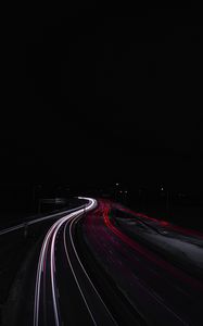 Preview wallpaper road, lights, long exposure, night, darkness