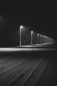 Preview wallpaper road, lights, night, snow, dark