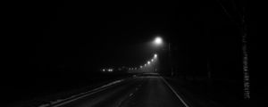 Preview wallpaper road, lights, night, black and white